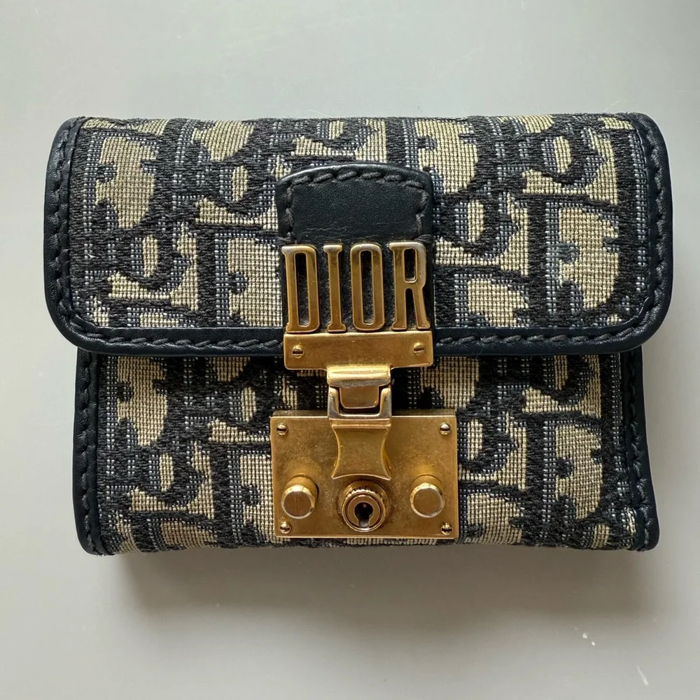 Dior Black and Gold Monogram Wallet